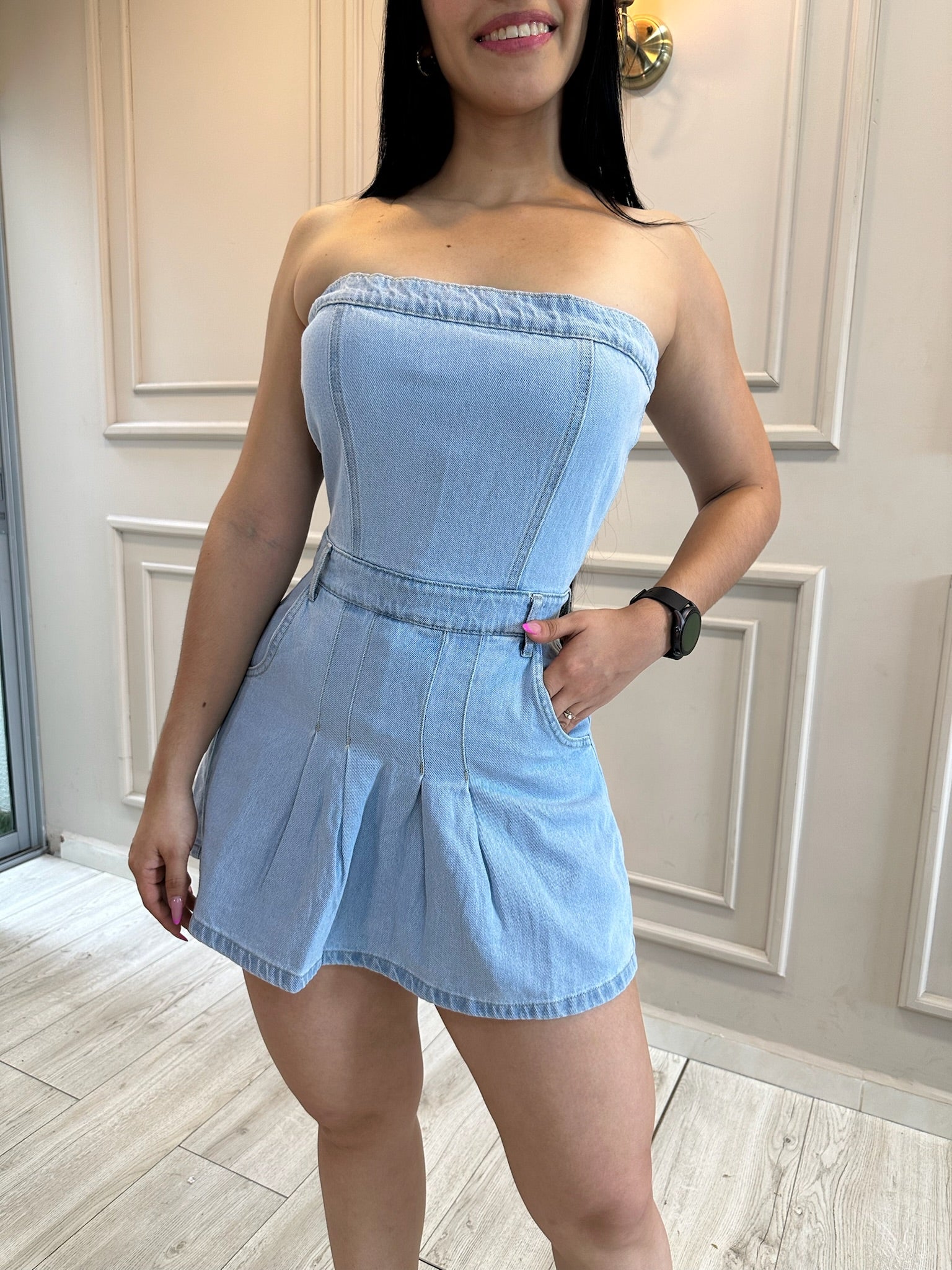 VESTIDO STRAPLESS JEANS