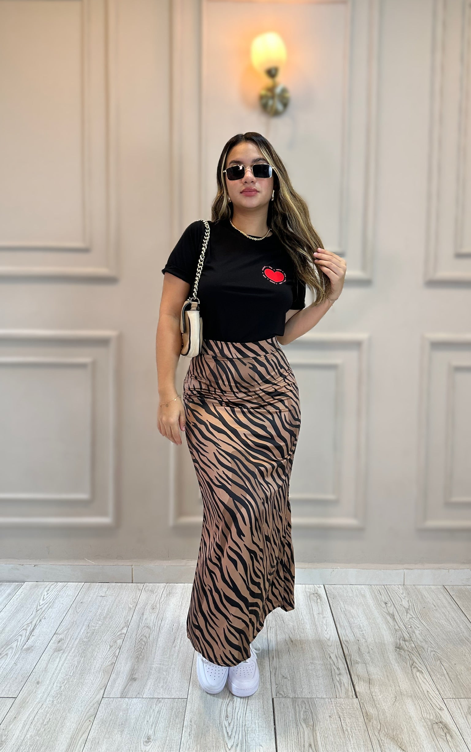 FALDA MIDI ANIMAL PRINT