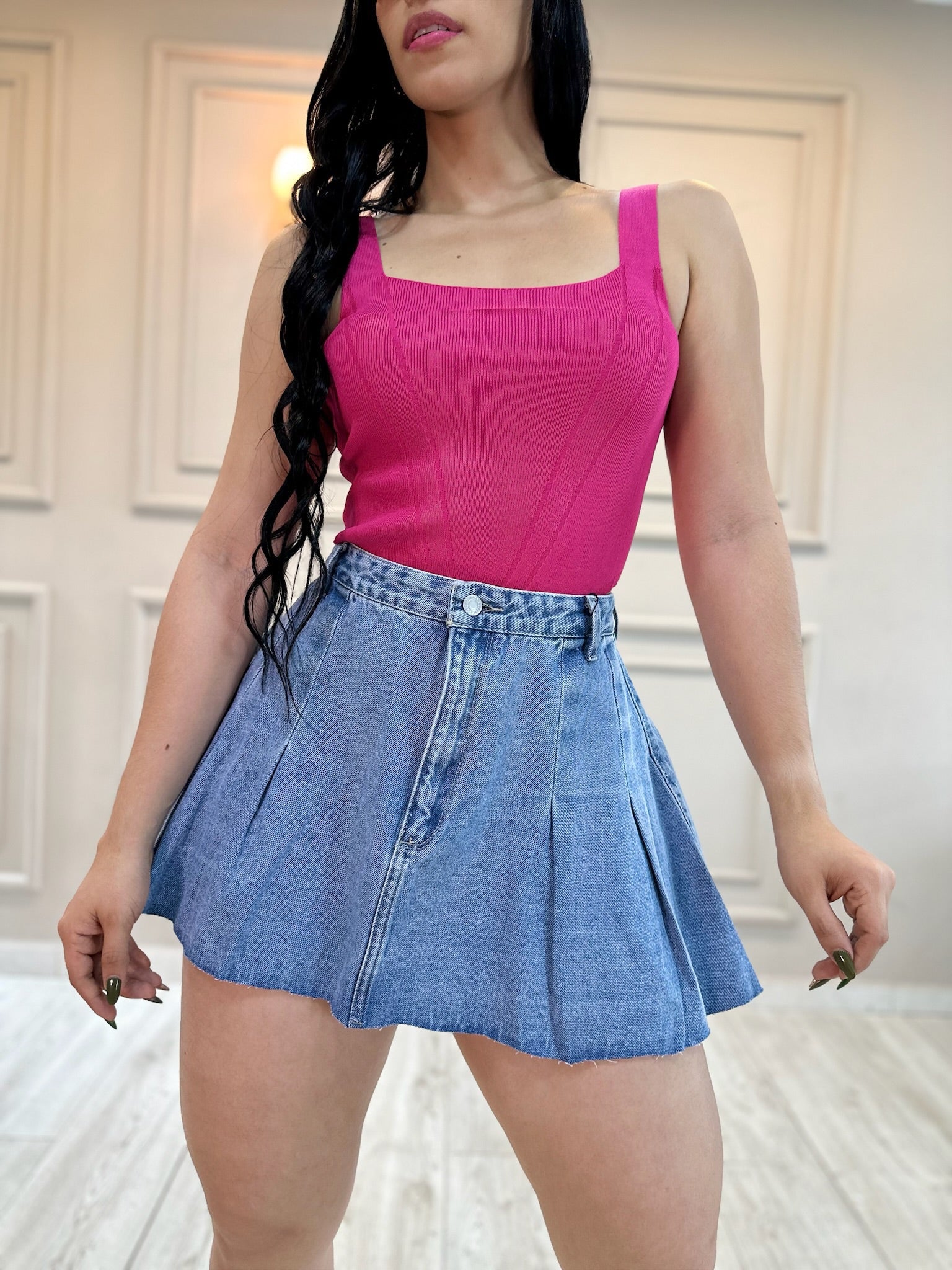 FALDA PINZAS DENIM