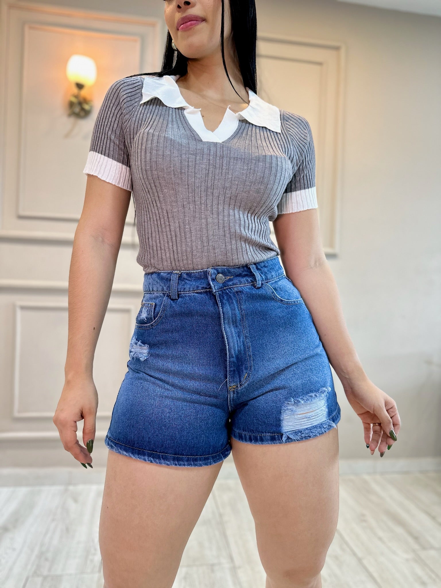 SHORT DENIM DESGASTE