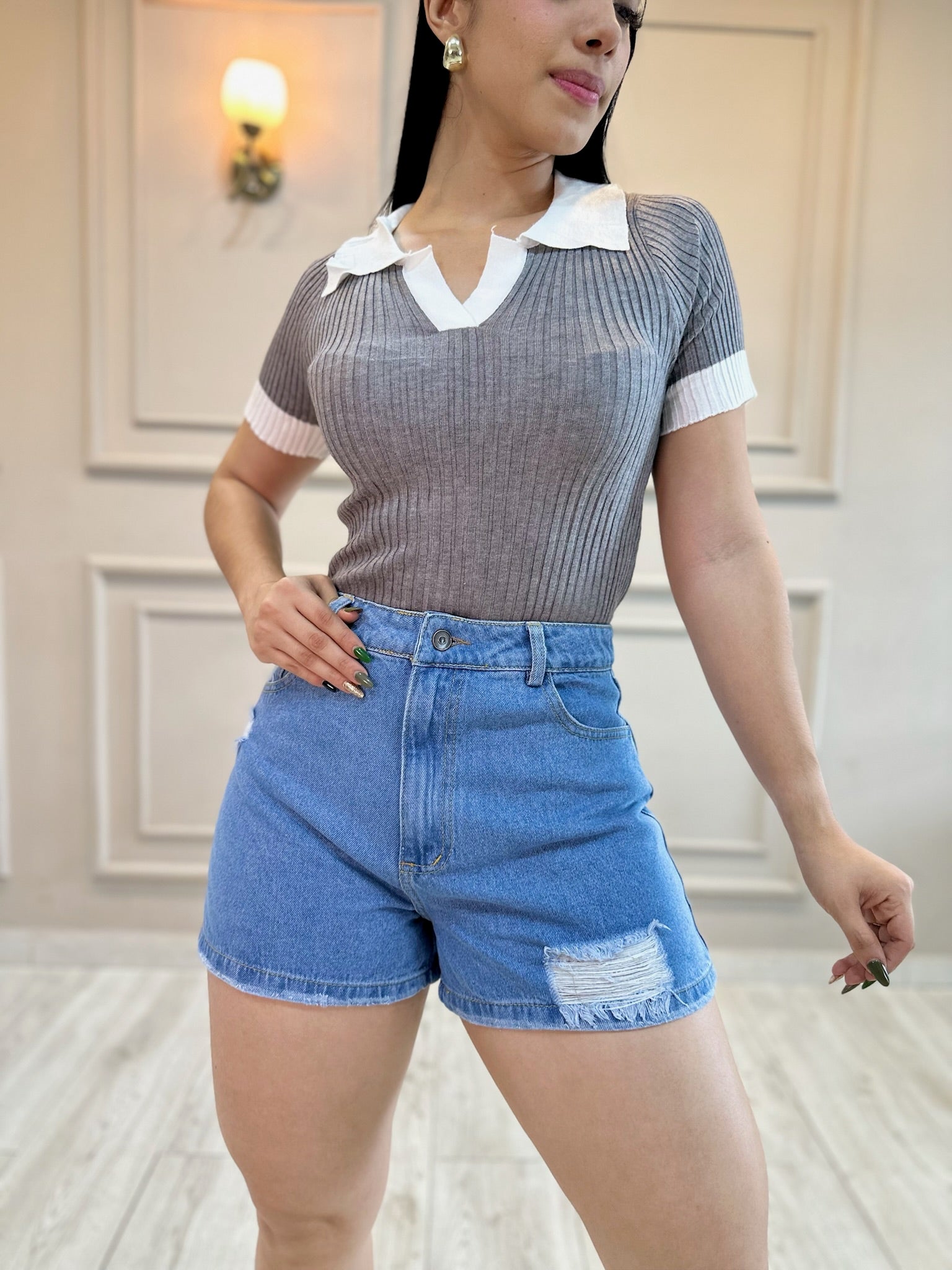 SHORT DENIM DESGASTE