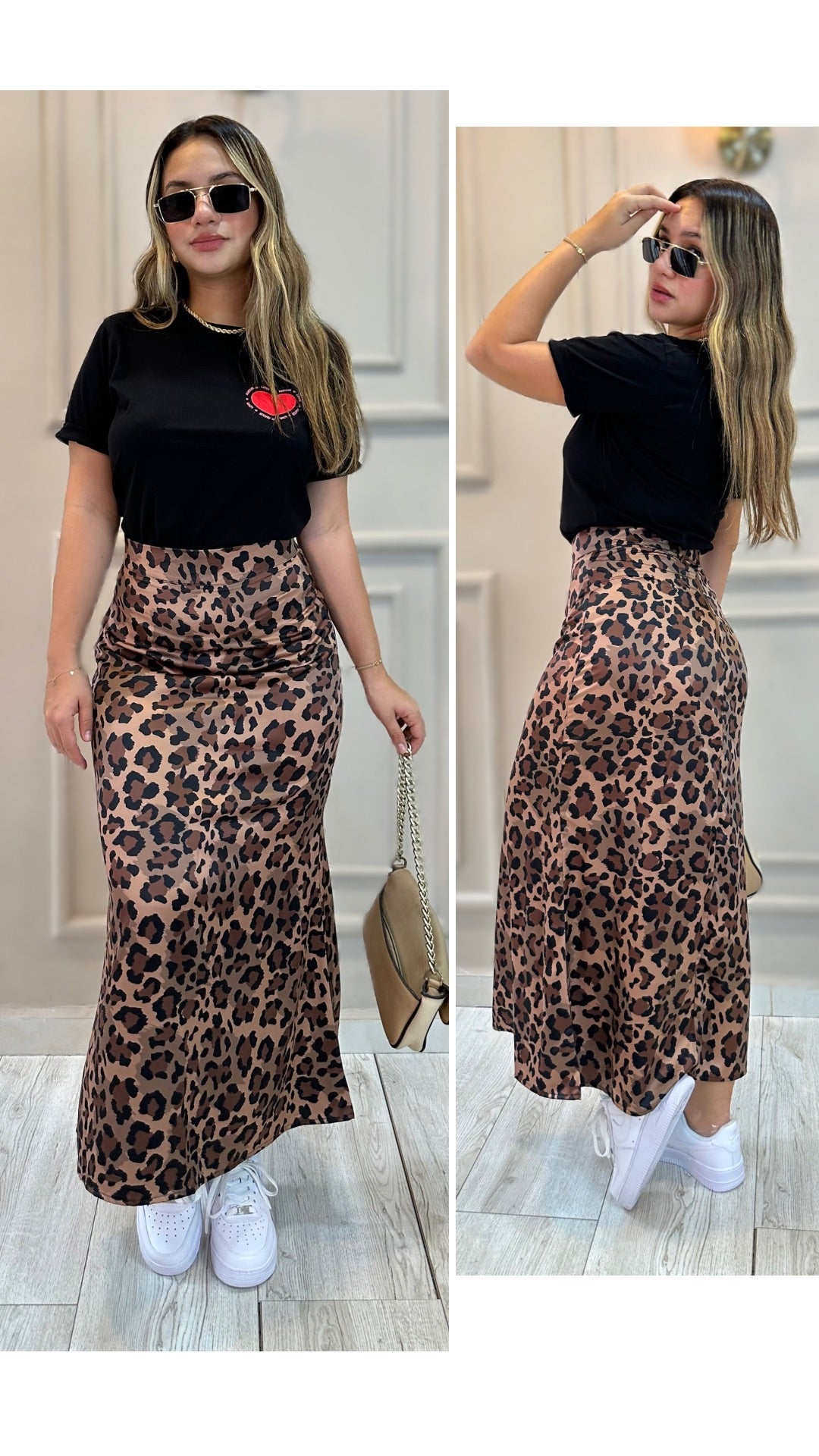 FALDA MIDI ANIMAL PRINT