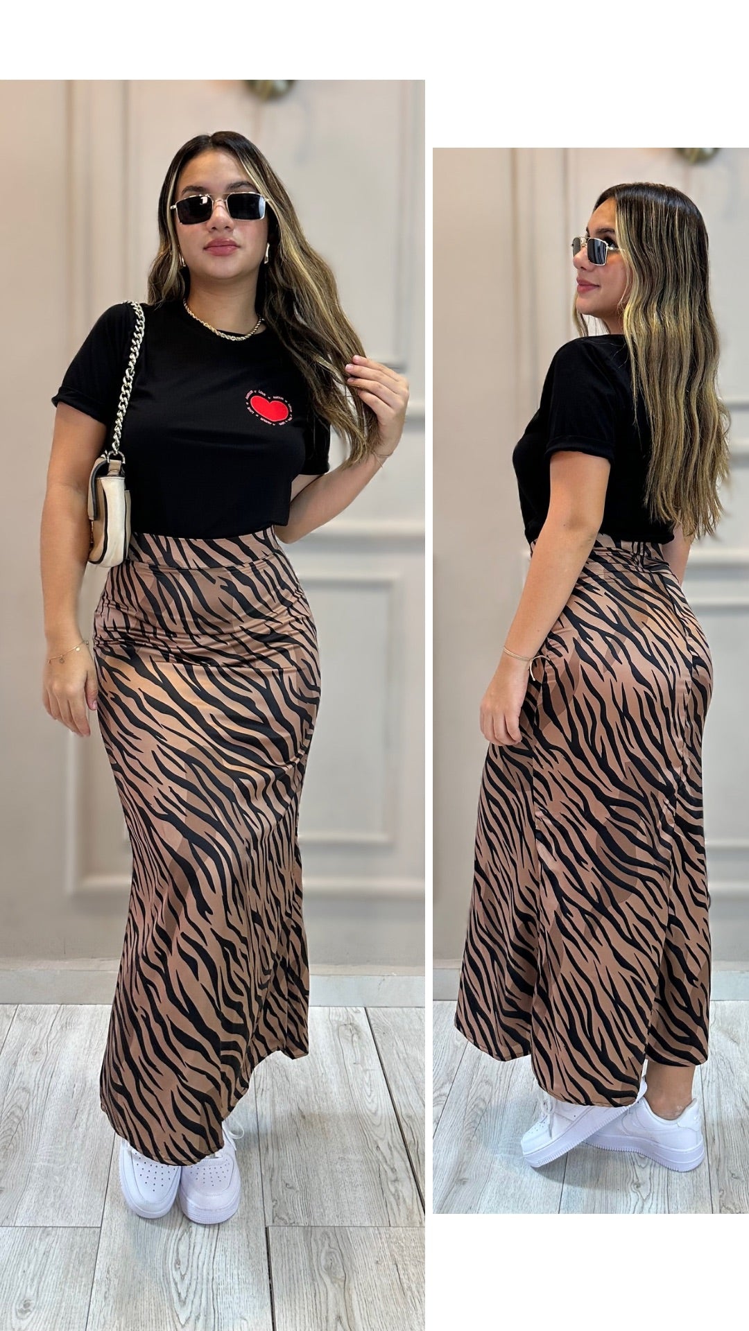 FALDA MIDI ANIMAL PRINT