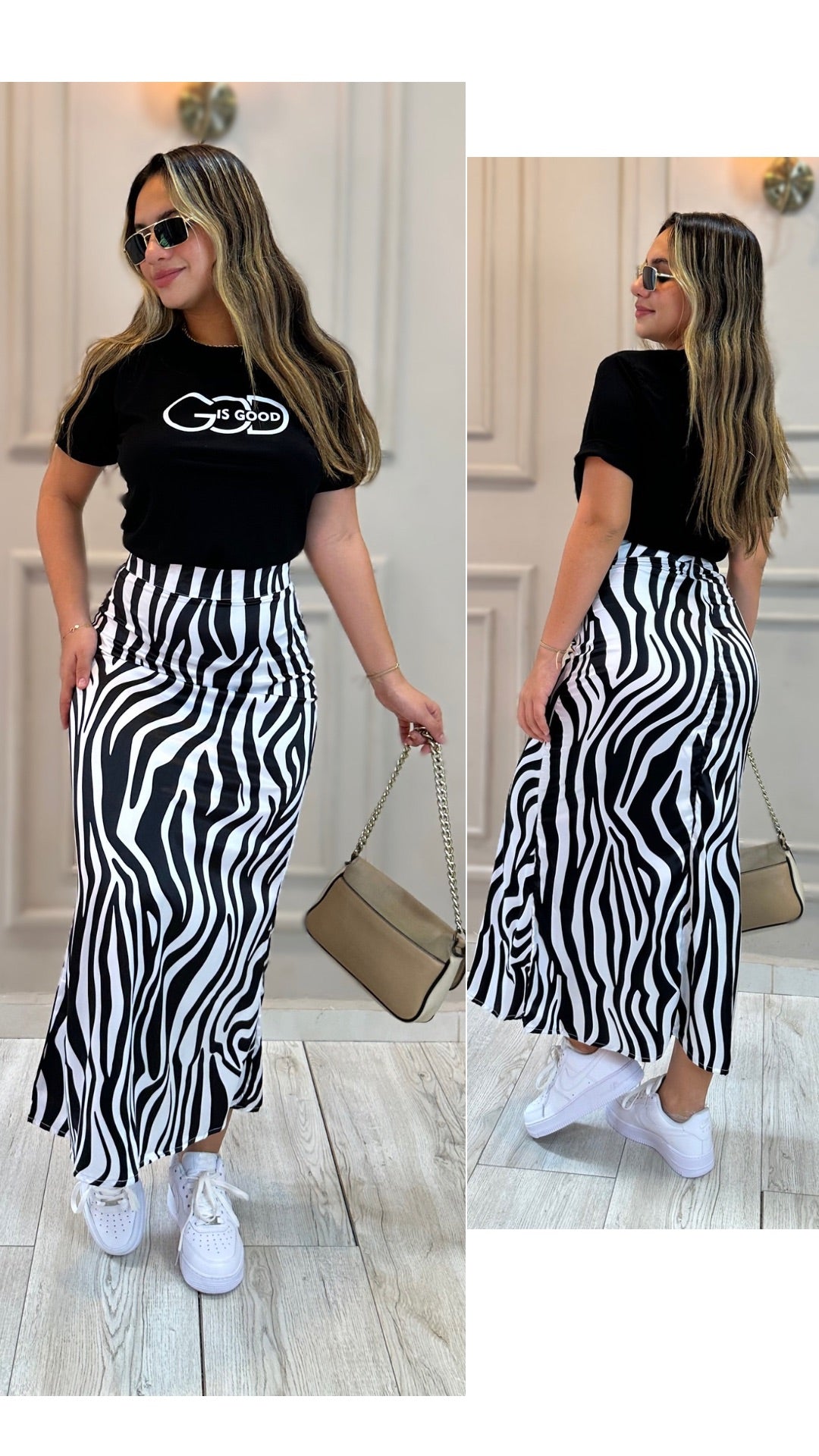 FALDA MIDI ANIMAL PRINT